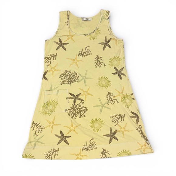 fresh produce Dresses & Skirts - Fresh Produce Beachy Starfish Print Sleeveless Cotton Yellow Dress